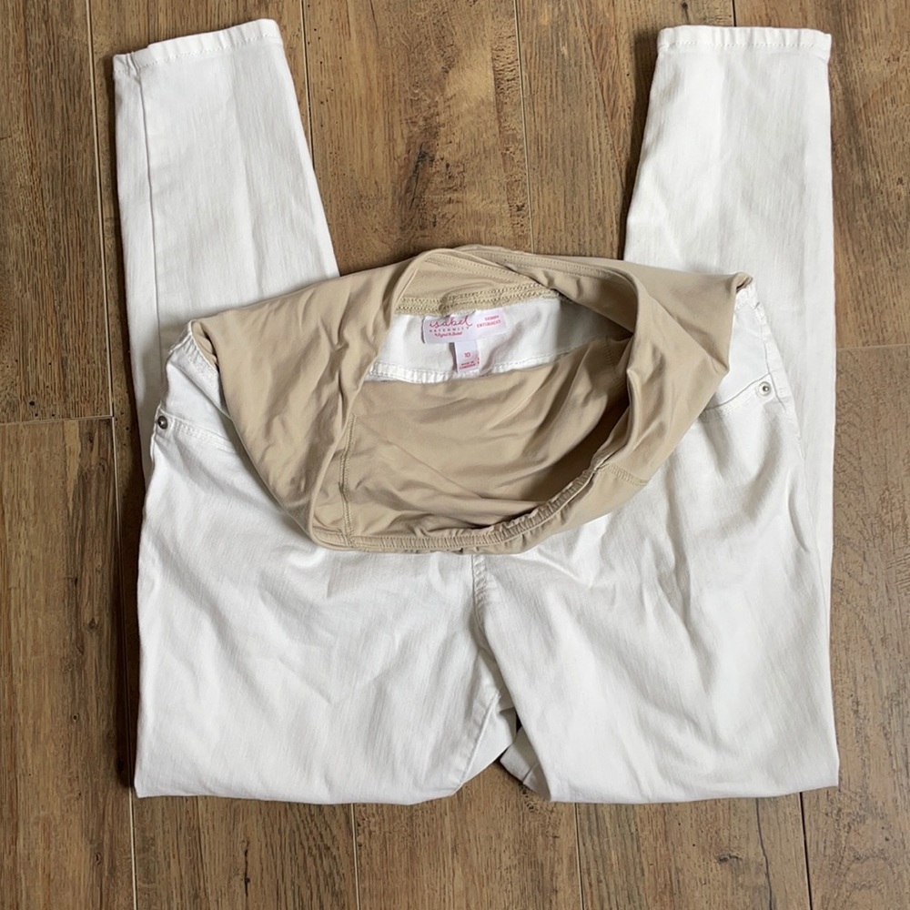 Isabel Maternity Skinny White Jeans Ten ( 10 )